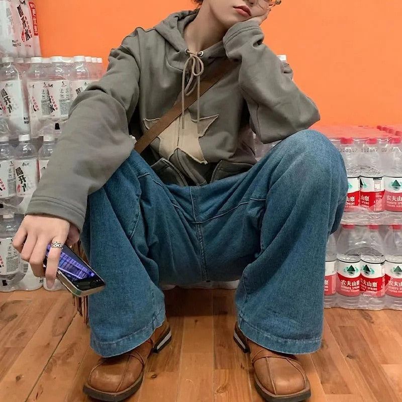 Hip Hop Zip Up Vintage Star Hoodie