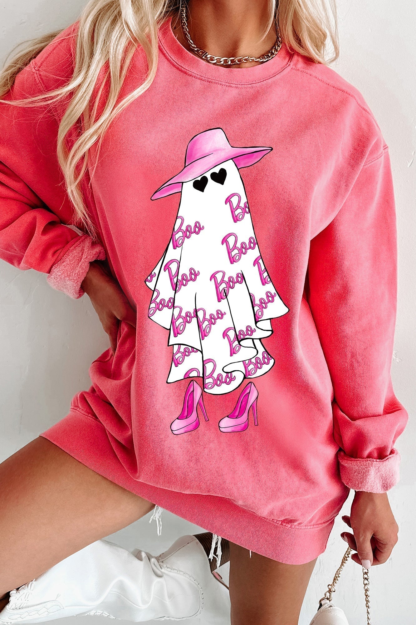 Girly Ghost Graphic Crewneck (Watermelon)