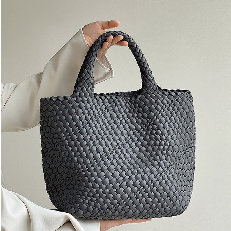 Ibiza Faux Leather Woven Tote - 21 Colors