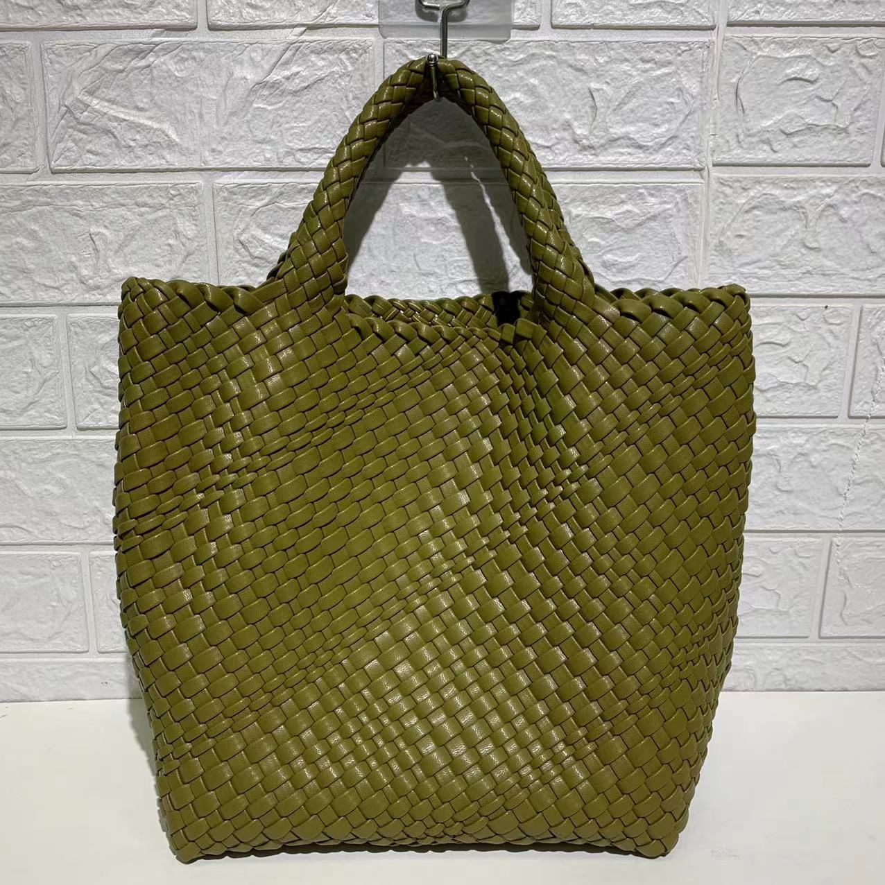 Ibiza Faux Leather Woven Tote - 21 Colors