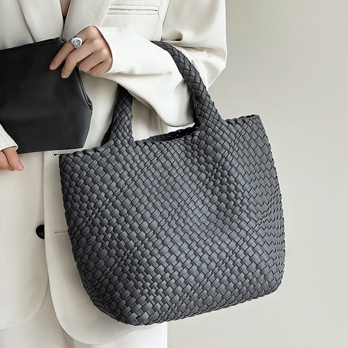 Ibiza Faux Leather Woven Tote - 21 Colors