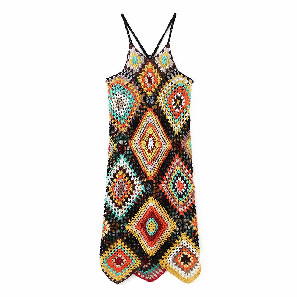 Iliana Multi-Color Patchwork Crochet Dress - 2 Colors