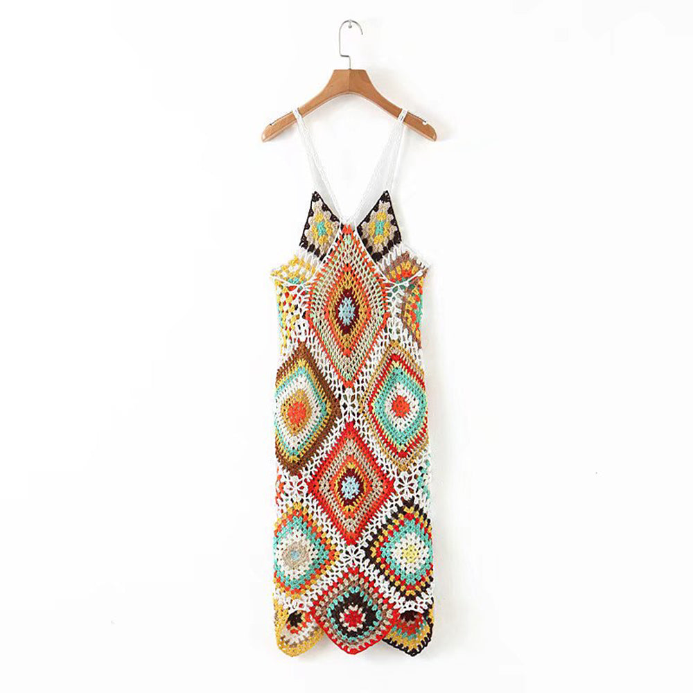 Iliana Multi-Color Patchwork Crochet Dress - 2 Colors