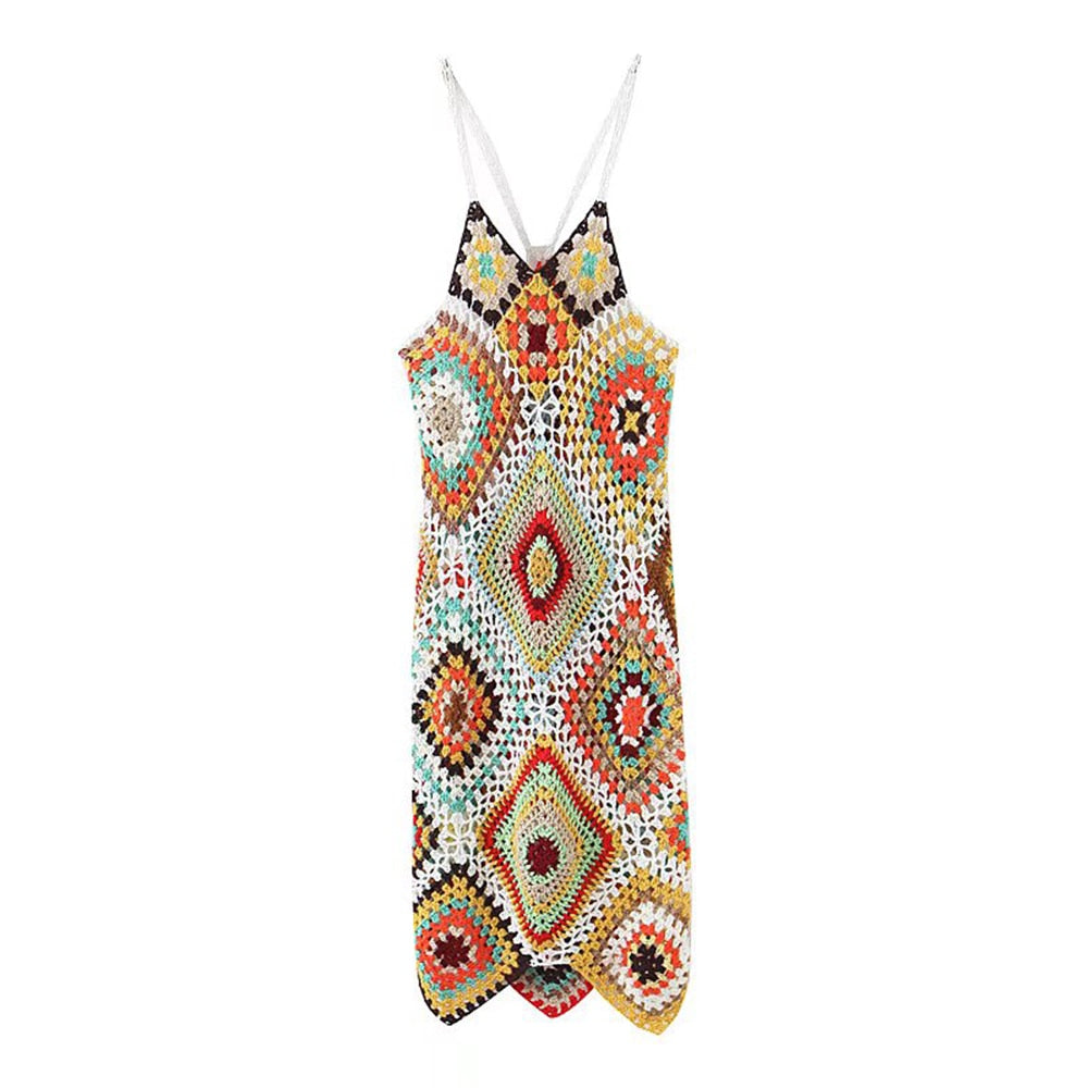 Iliana Multi-Color Patchwork Crochet Dress - 2 Colors