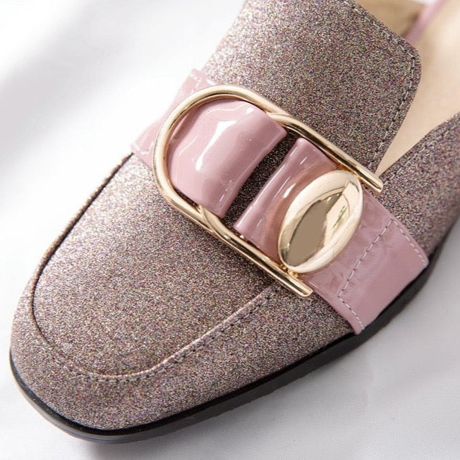 Illiana Glittering Buckle & Crystal Heels Mules - 3 Colors