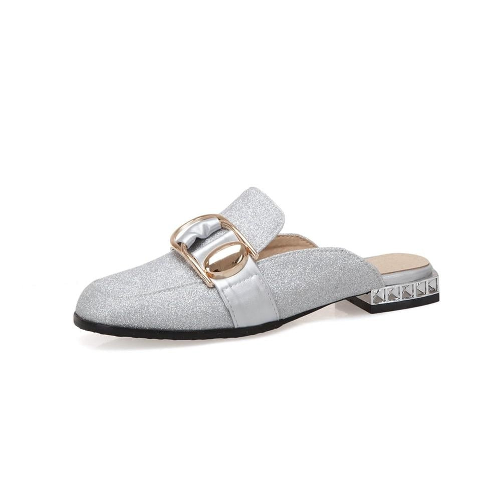 Illiana Glittering Buckle & Crystal Heels Mules - 3 Colors