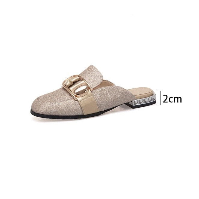 Illiana Glittering Buckle & Crystal Heels Mules - 3 Colors