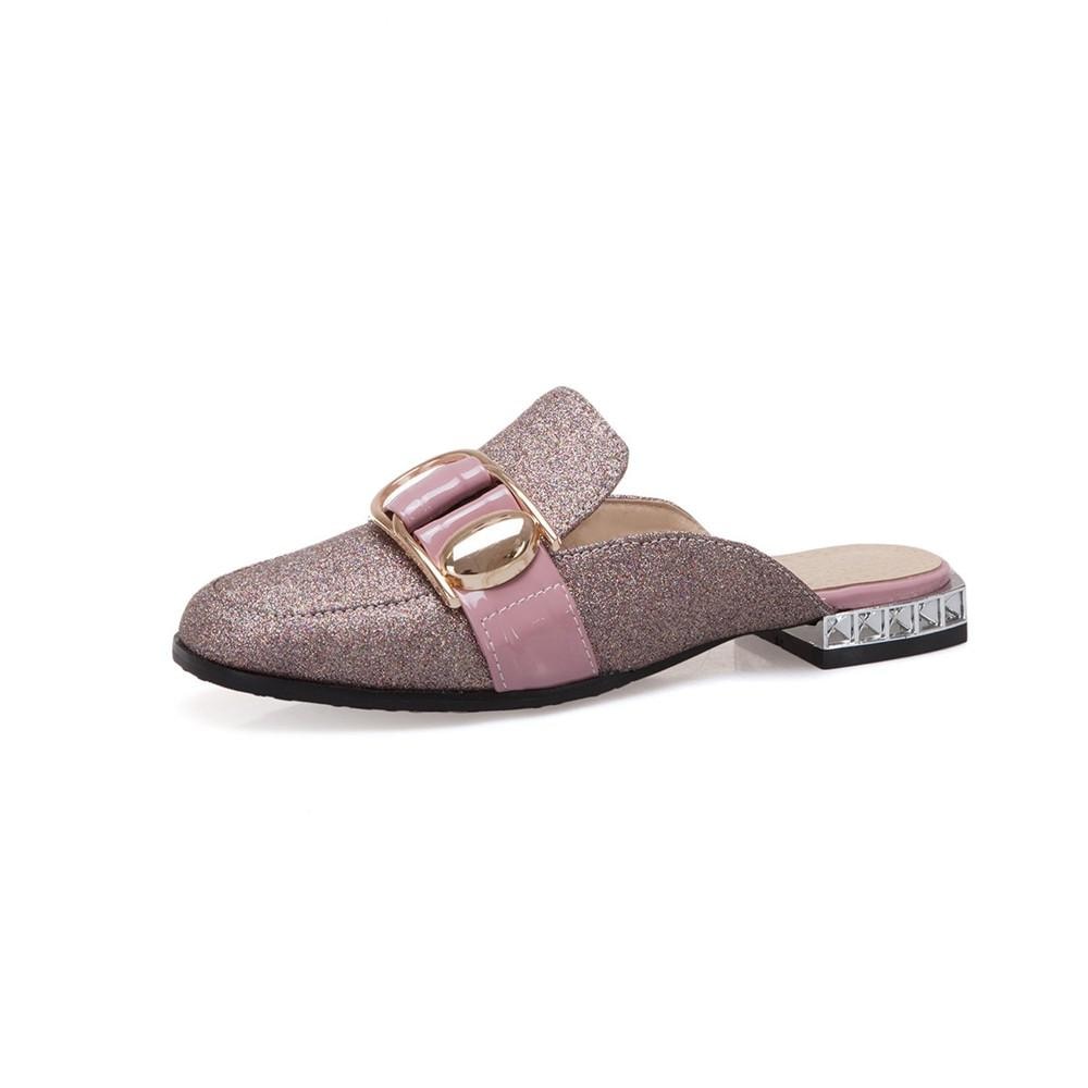 Illiana Glittering Buckle & Crystal Heels Mules - 3 Colors