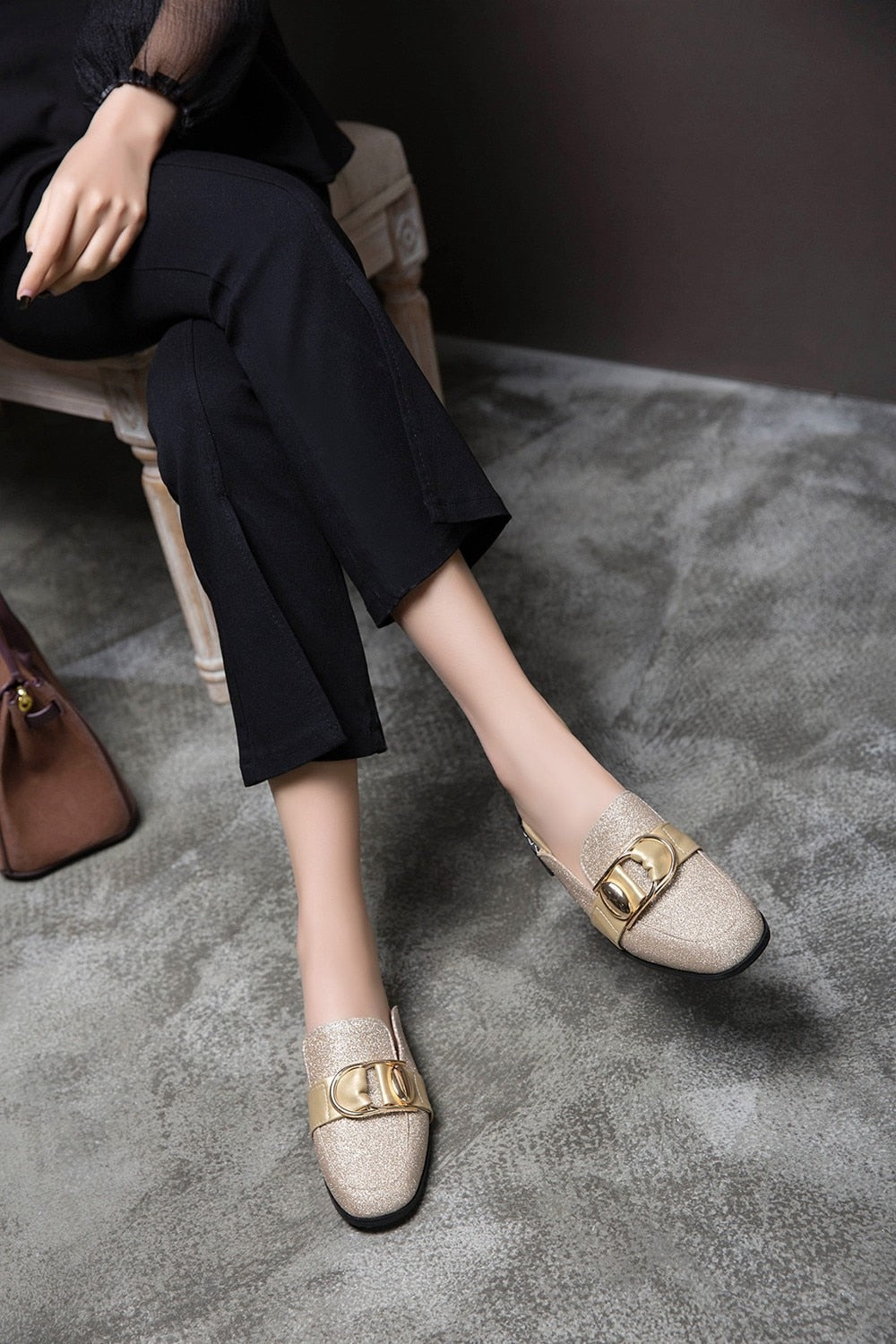 Illiana Glittering Buckle & Crystal Heels Mules - 3 Colors