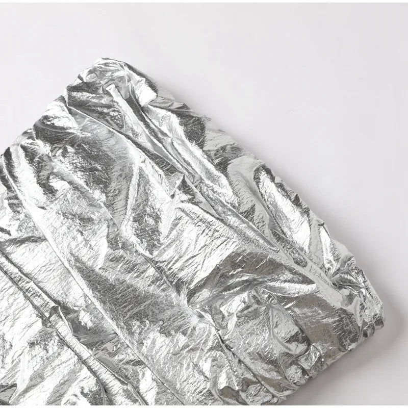 Ilsei Silver Crinkle Metallic Mini Tube Dress