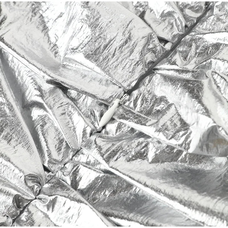 Ilsei Silver Crinkle Metallic Mini Tube Dress