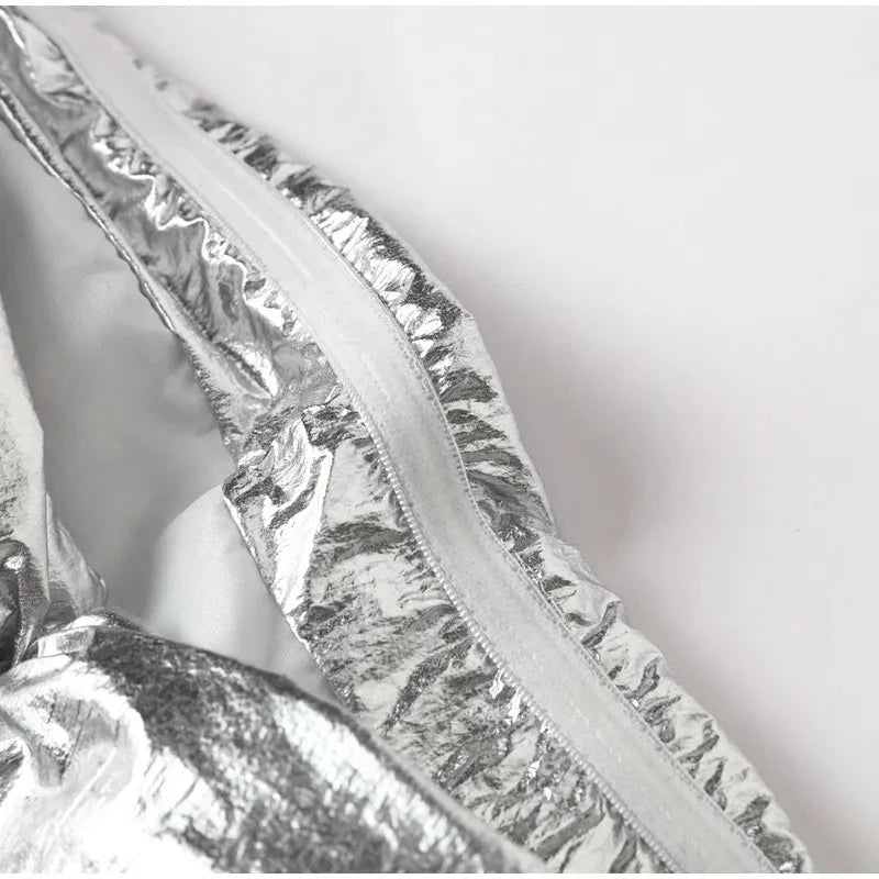 Ilsei Silver Crinkle Metallic Mini Tube Dress