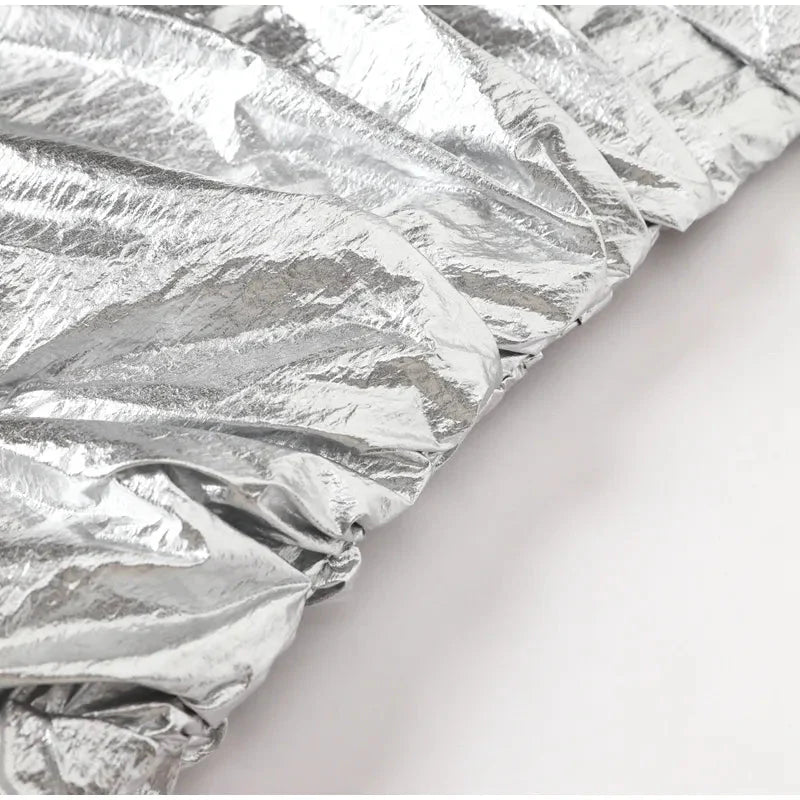 Ilsei Silver Crinkle Metallic Mini Tube Dress