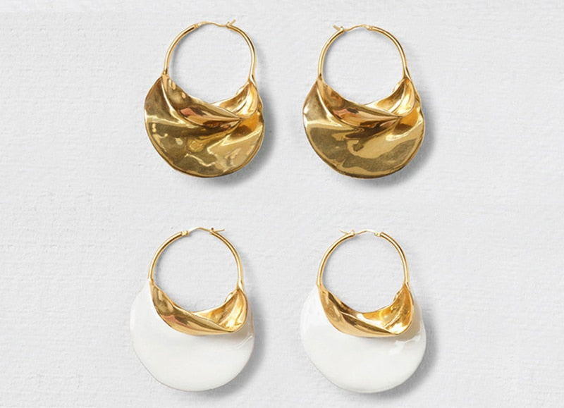 Imani Twist Metal Look Hoop Earrings - 2 Colors