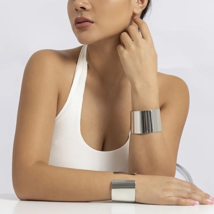 Ingrid Barrel Cuff Bracelet - Gold or Silver