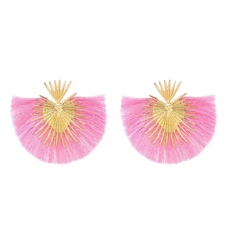 Inka Bohemian Big Exaggerated Fan Tassel Earrings