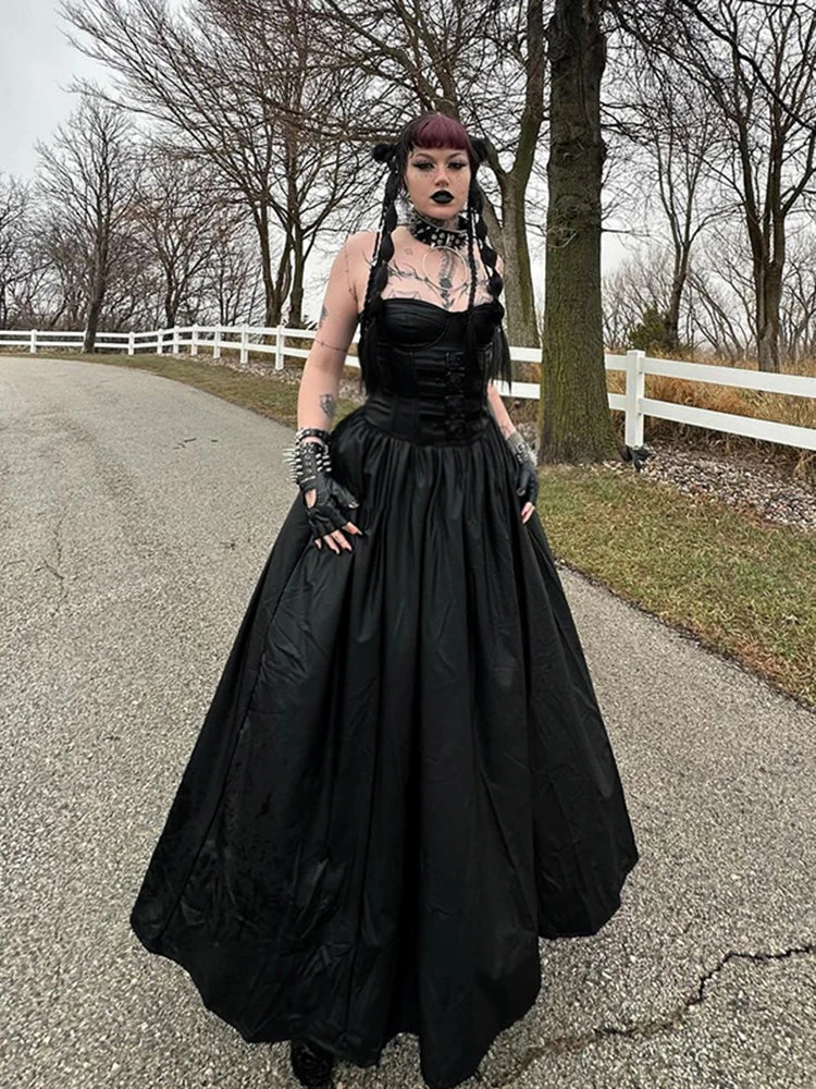 Tube Top Leather Buckle Vintage Backless Strapless Harajuku E-Girls 90s Streetwear Club Dress