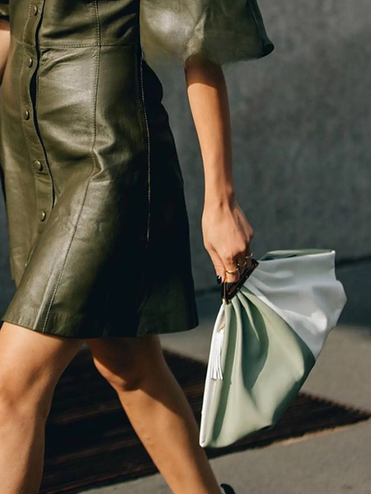 Ira Two Tone Vegan Leather Ruched Dumpling Bags