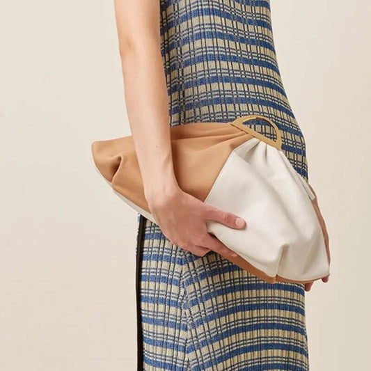 Ira Two Tone Vegan Leather Ruched Dumpling Bags