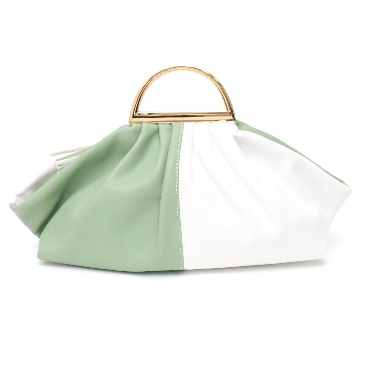 Ira Two Tone Vegan Leather Ruched Dumpling Bags