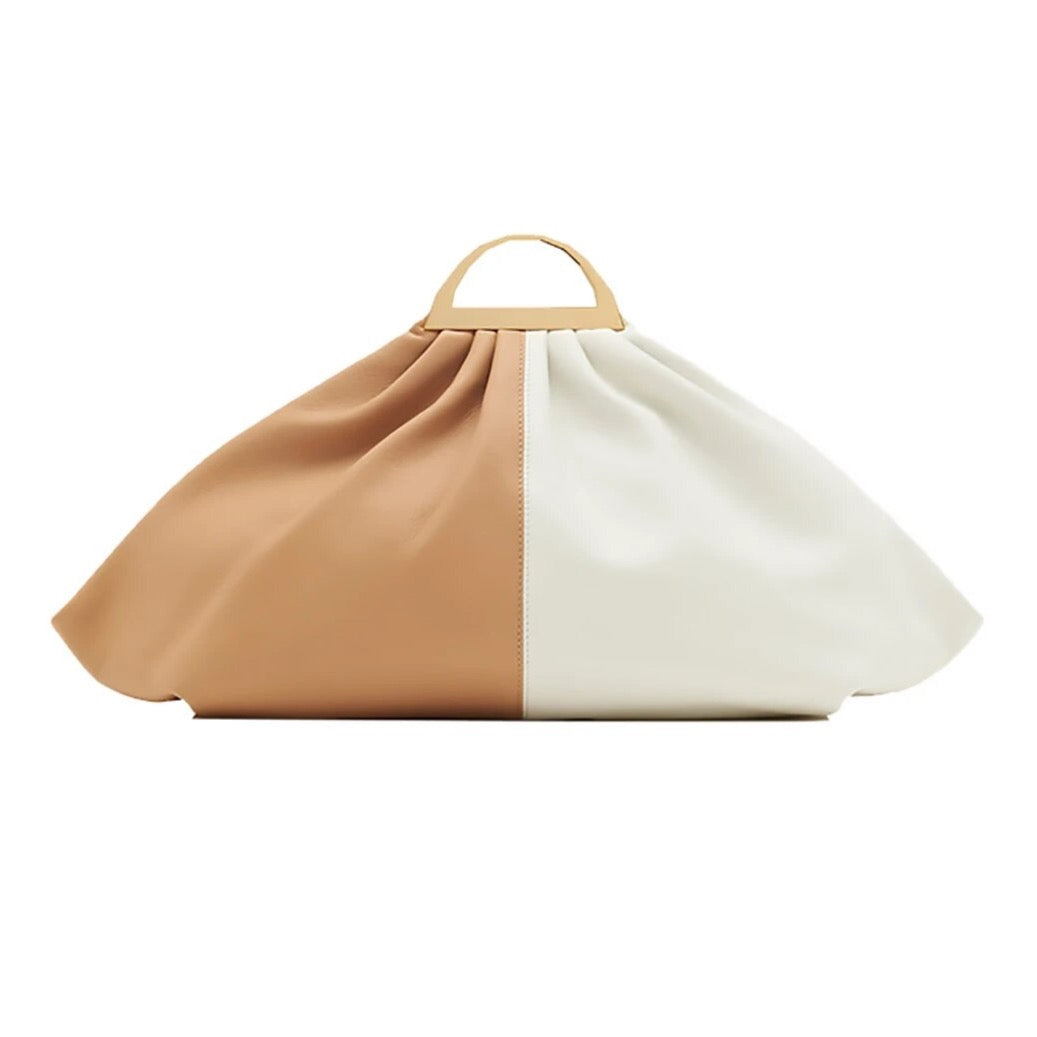 Ira Two Tone Vegan Leather Ruched Dumpling Bags