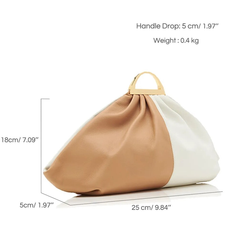 Ira Two Tone Vegan Leather Ruched Dumpling Bags