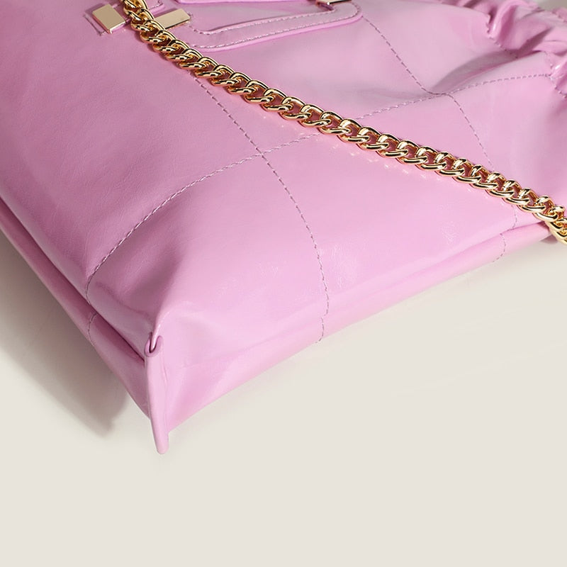 Ires Faux Patent Leather Pouch Shopper Tote Bags - 2 Colors