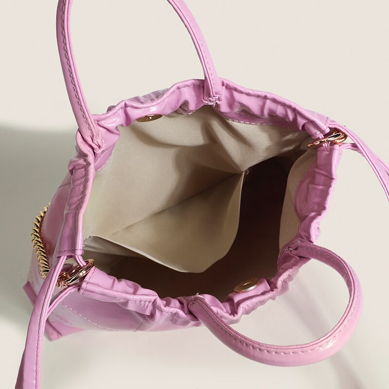 Ires Faux Patent Leather Pouch Shopper Tote Bags - 2 Colors