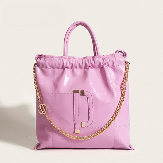 Ires Faux Patent Leather Pouch Shopper Tote Bags - 2 Colors