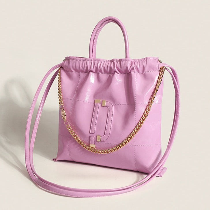 Ires Faux Patent Leather Pouch Shopper Tote Bags - 2 Colors