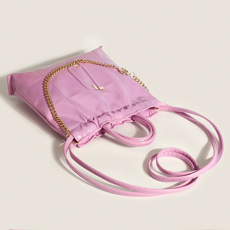 Ires Faux Patent Leather Pouch Shopper Tote Bags - 2 Colors