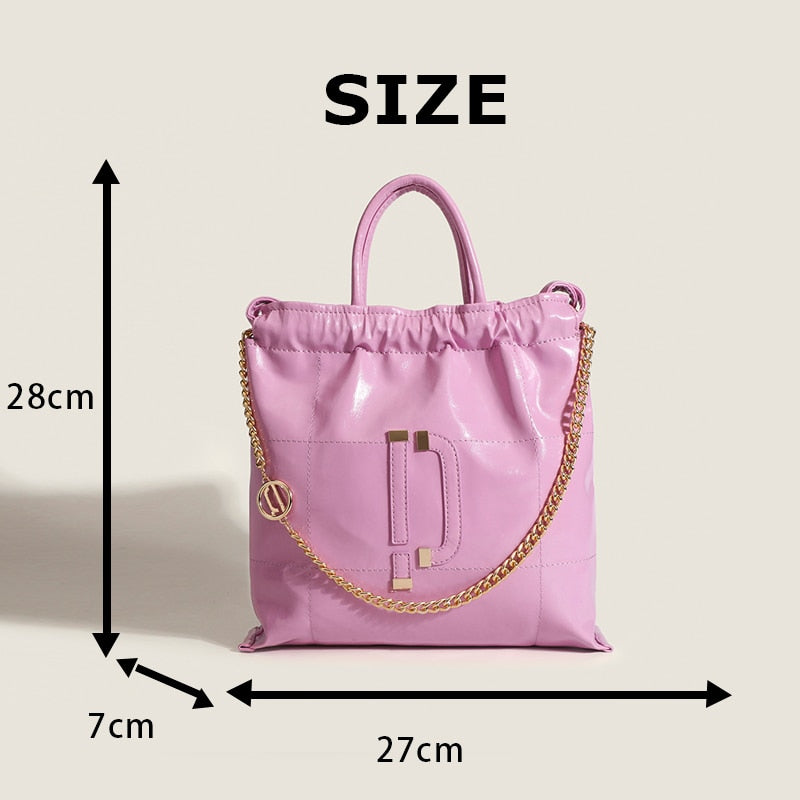 Ires Faux Patent Leather Pouch Shopper Tote Bags - 2 Colors