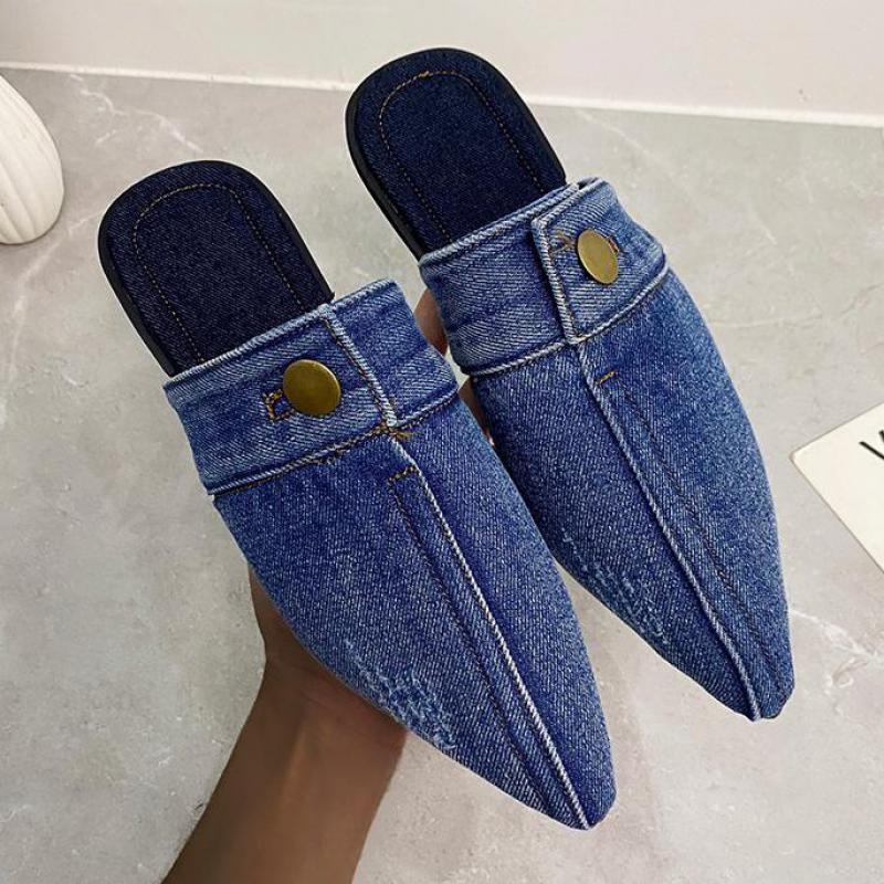 Irma Pointed Toe Denim Slippers - 3 Colors