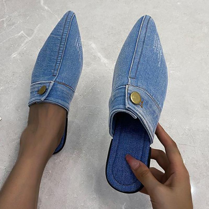 Irma Pointed Toe Denim Slippers - 3 Colors