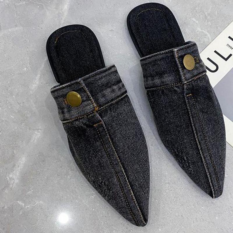 Irma Pointed Toe Denim Slippers - 3 Colors