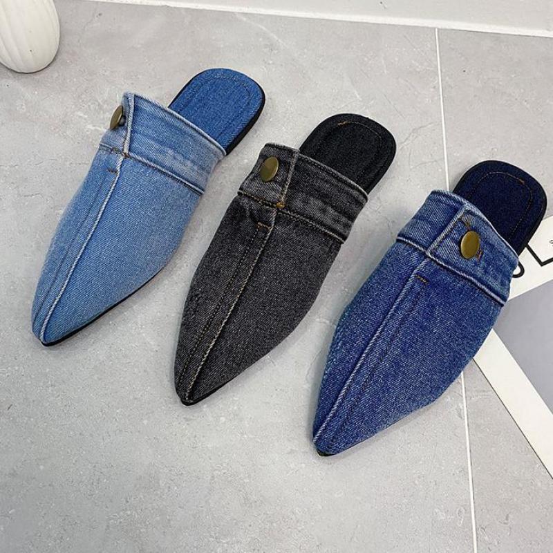 Irma Pointed Toe Denim Slippers - 3 Colors