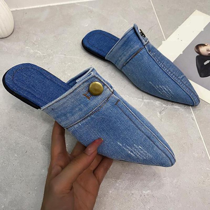 Irma Pointed Toe Denim Slippers - 3 Colors