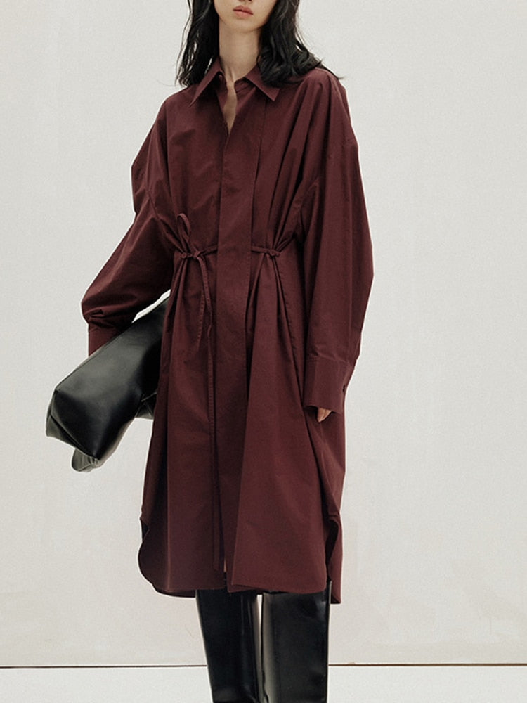 Iseul Casual Waist Knot Shirts Dress - 3 Colors