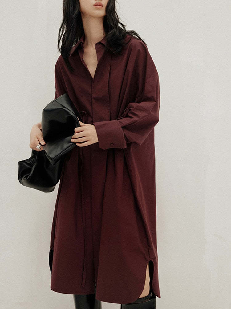 Iseul Casual Waist Knot Shirts Dress - 3 Colors