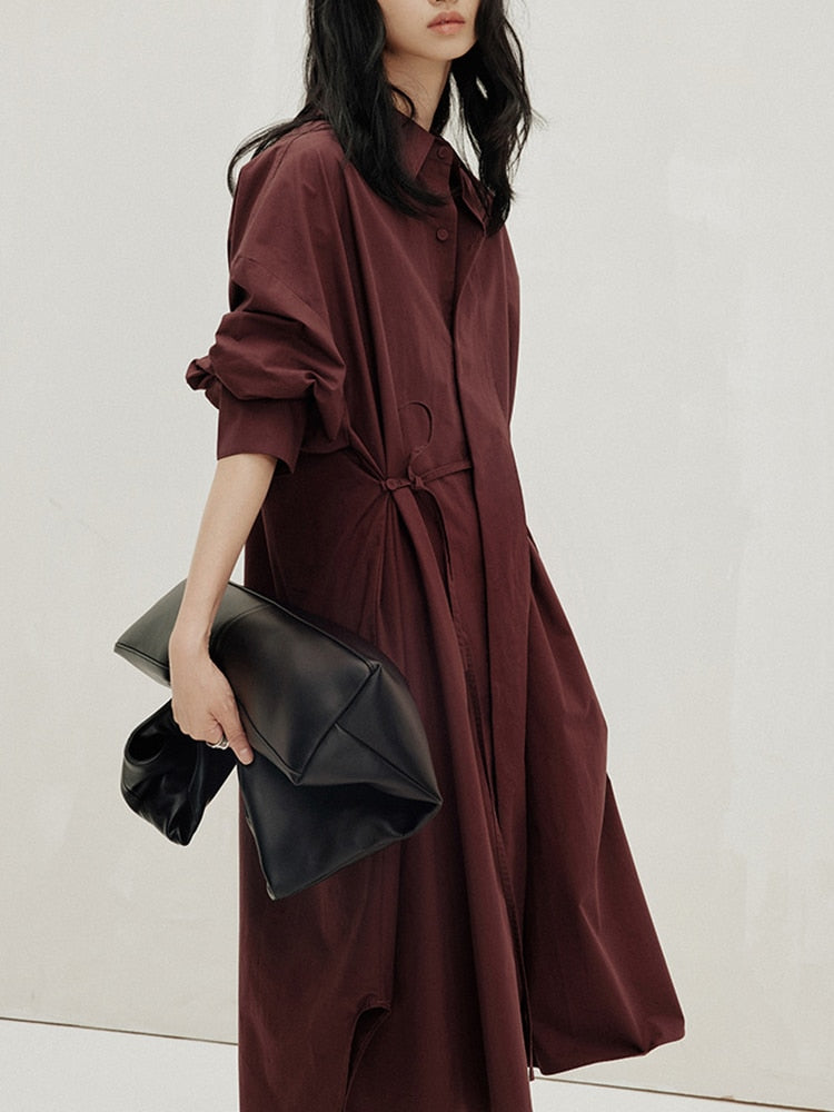 Iseul Casual Waist Knot Shirts Dress - 3 Colors