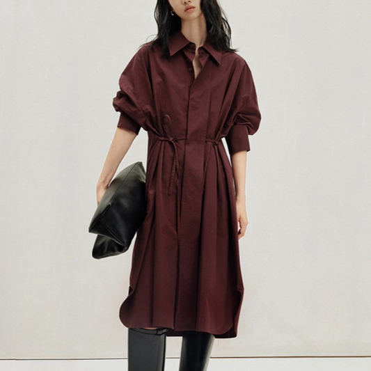Iseul Casual Waist Knot Shirts Dress - 3 Colors