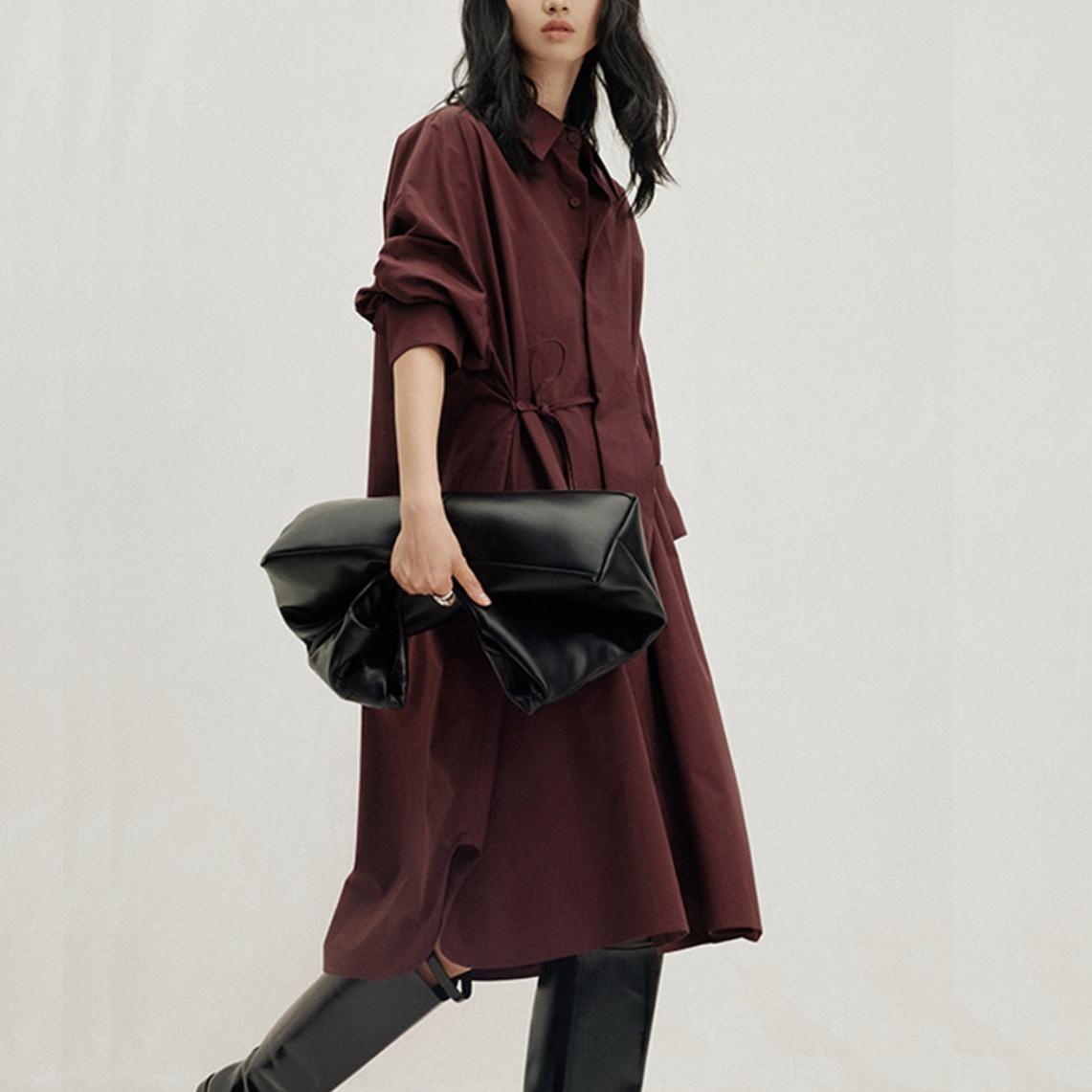 Iseul Casual Waist Knot Shirts Dress - 3 Colors