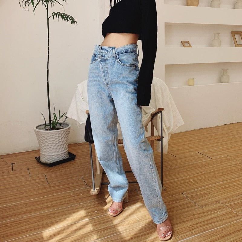 Jamie Side Fly Boyfriend Jeans - Black or Blue