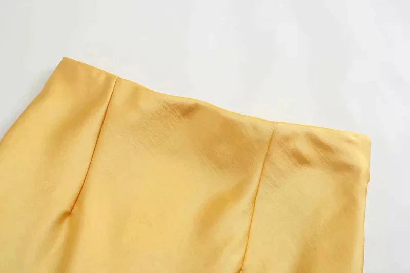 Jayne Satin Side Slit Midi Skirts