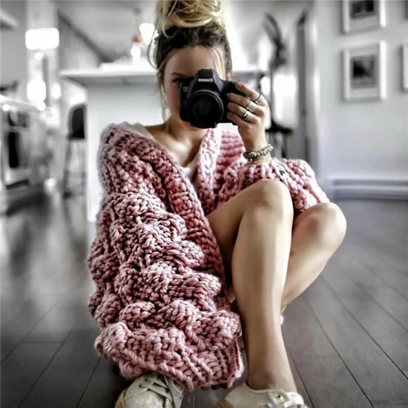 Jennifer Chunky Hand Knit Cardigan Sweater - 7 Colors
