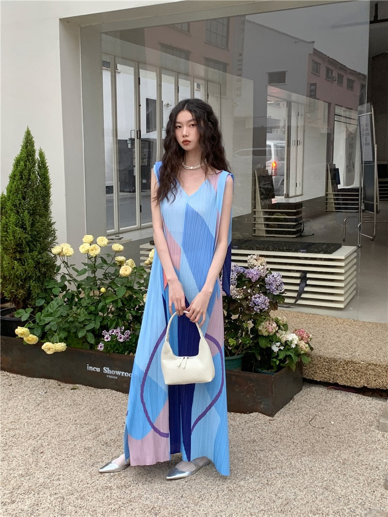 Jill Origami Color Block Maxi Dress