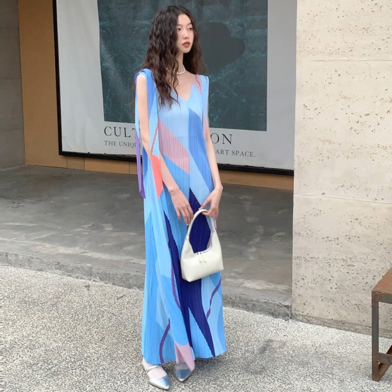 Jill Origami Color Block Maxi Dress