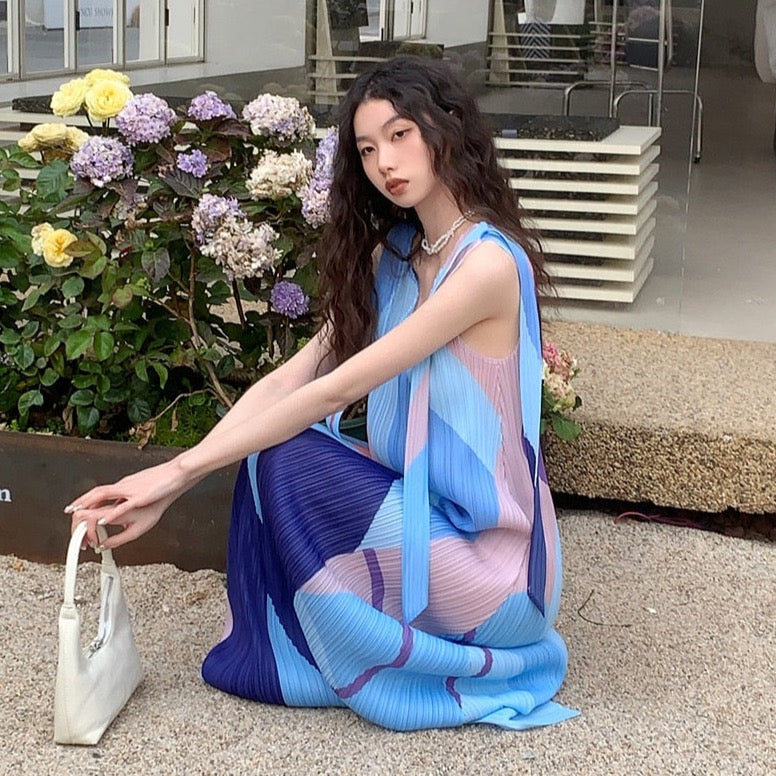 Jill Origami Color Block Maxi Dress