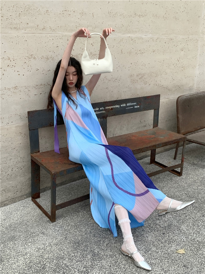 Jill Origami Color Block Maxi Dress