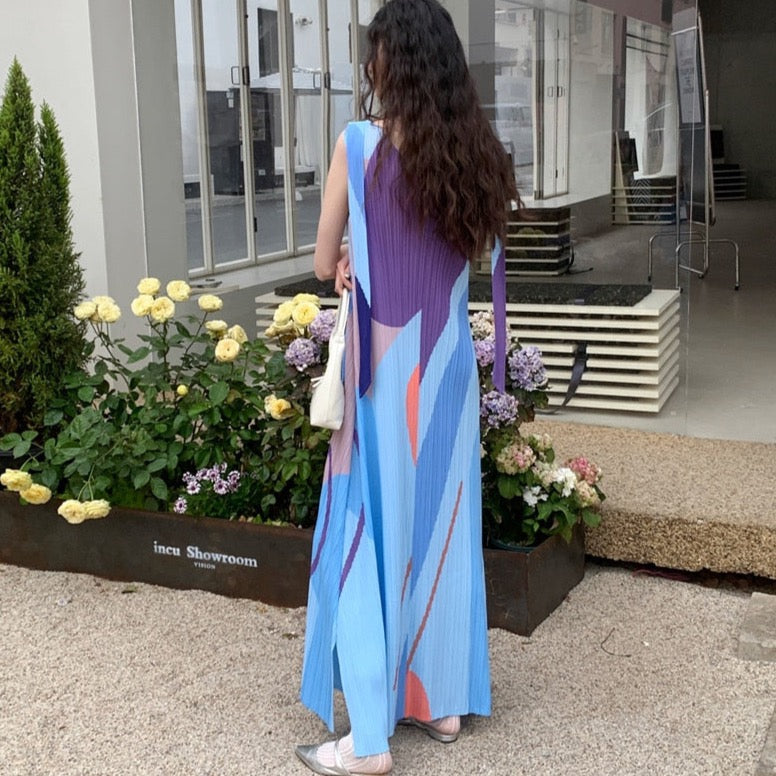 Jill Origami Color Block Maxi Dress